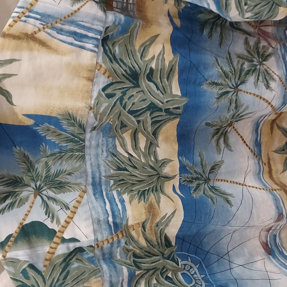 *Men's Kona Kai Hawaiian Print Beach Scene Cotton Blend Camp Shirt Size Medium - Picture 5 of 9